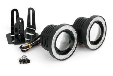 Üniversal Mercekli Angel Sis Farı Metal Su Geçirmez 89 mm Buz Mavi Halkalı Angel Eyes image 8