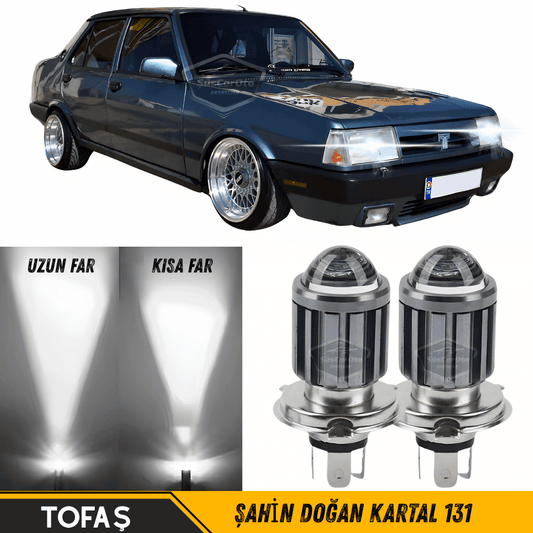 Tofaş Şahin Doğan Kartal 131 Uyumlu Mercekli Far Ampulü Led Xenon Beyaz Renk Far Şimşek Etkili CSP Led Lamba Uzun Kısa 2 Adet Takım image 0