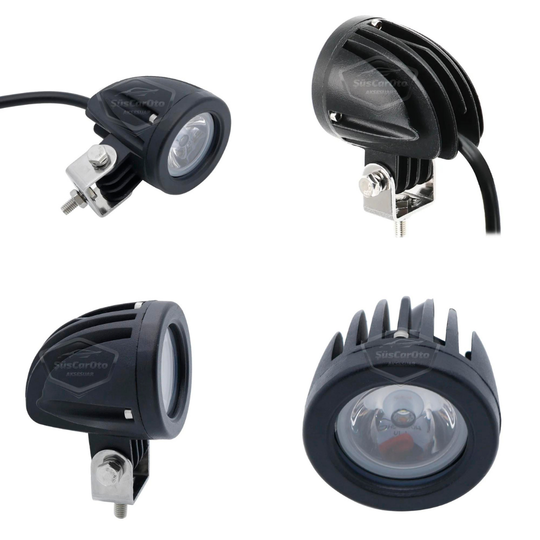 Yuvarlak Tek Led Bar Beyaz Sis Farı Araç Motosiklet Off Road Atv Forklift Led Lamba Projektör Metal Arazi Çalışma Lambası 2 Adet 10w image 1