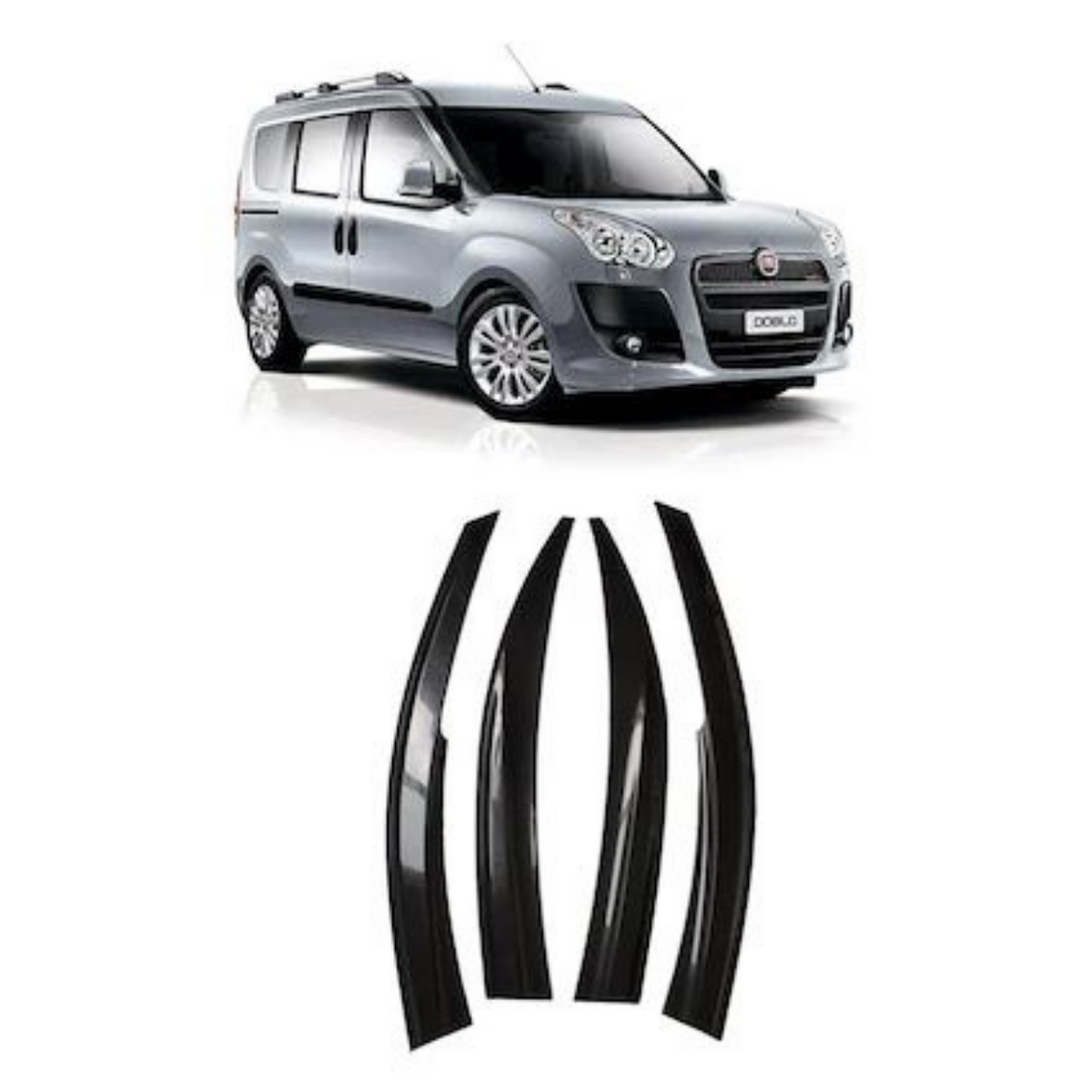 Fiat Doblo 2 2010-2020 Mugen Cam Rüzgarlığı Seti 4'lü İthal image 5
