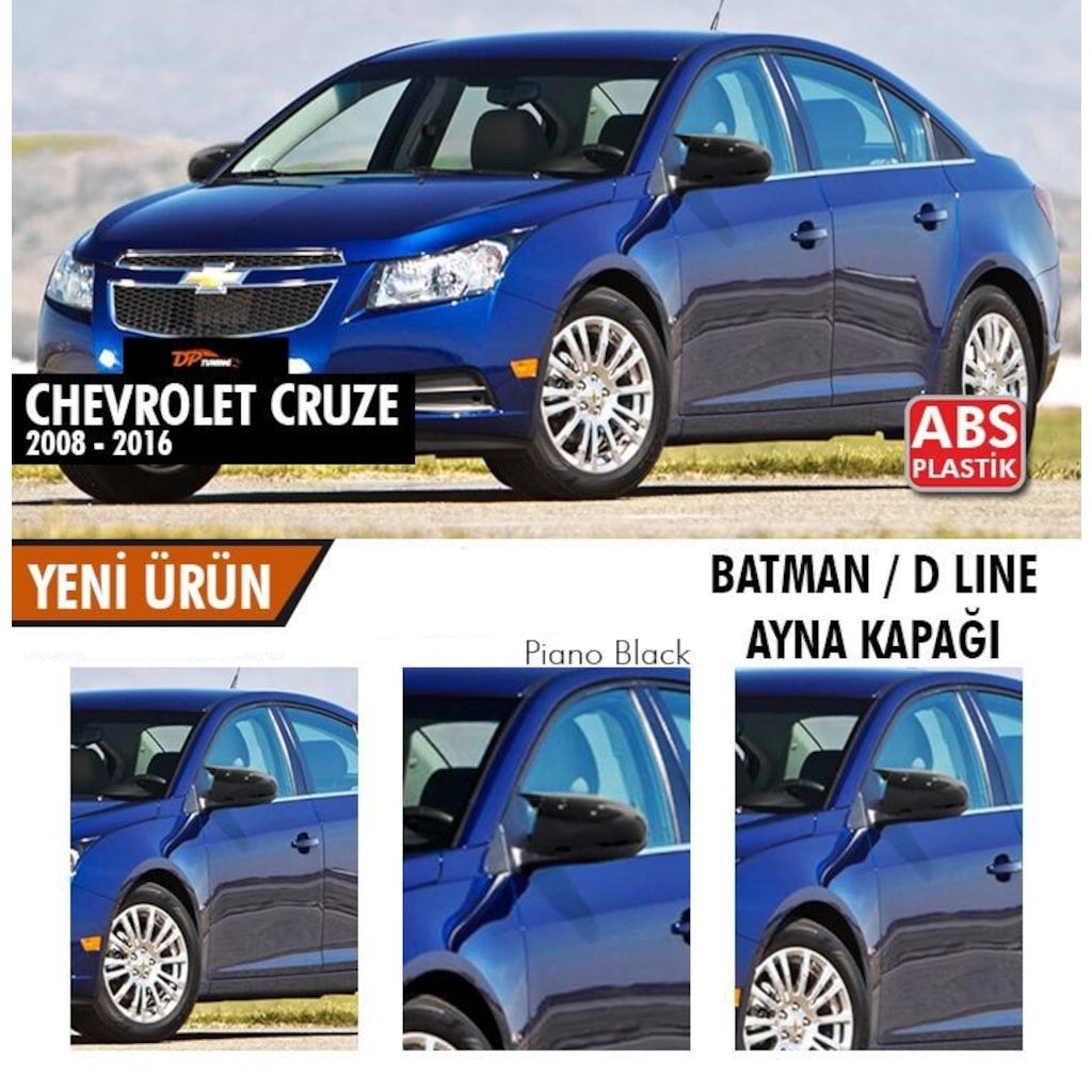 Chevrolet Cruze 2008-2016 Batman Yarasa Ayna Kapağı Piano Black ABS Plastik image 0