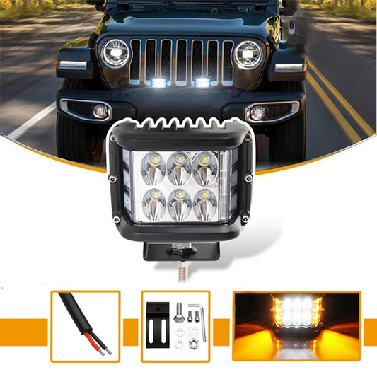 Off Road Led Lamba Delici Yayıcı Beyaz Turuncu Flaşlı Kare Sis Farı Projektör 45W 12 Led Metal Arazi Çalışma Lambası 1 Adet image 0