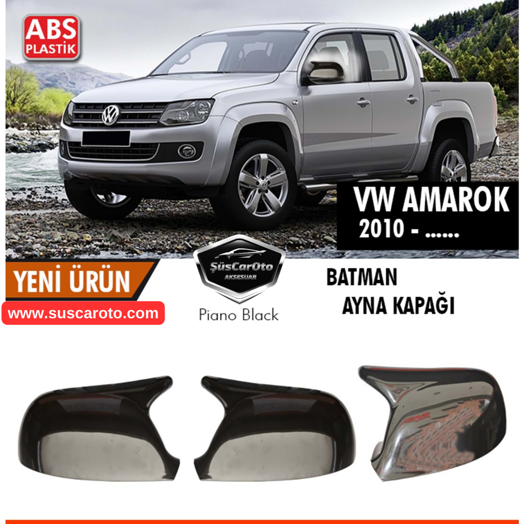 Vw Amarok 2010 ve Sonrası Uyumlu Batman Yarasa Ayna Kapağı Piano Black ABS Plastik image 0