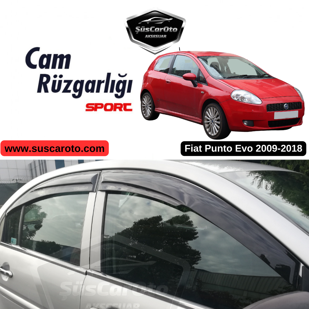 Fiat Punto 2009-2018 Uyumlu Mugen Cam Rüzgarlığı Seti Piano Black 4'lü İthal image 0