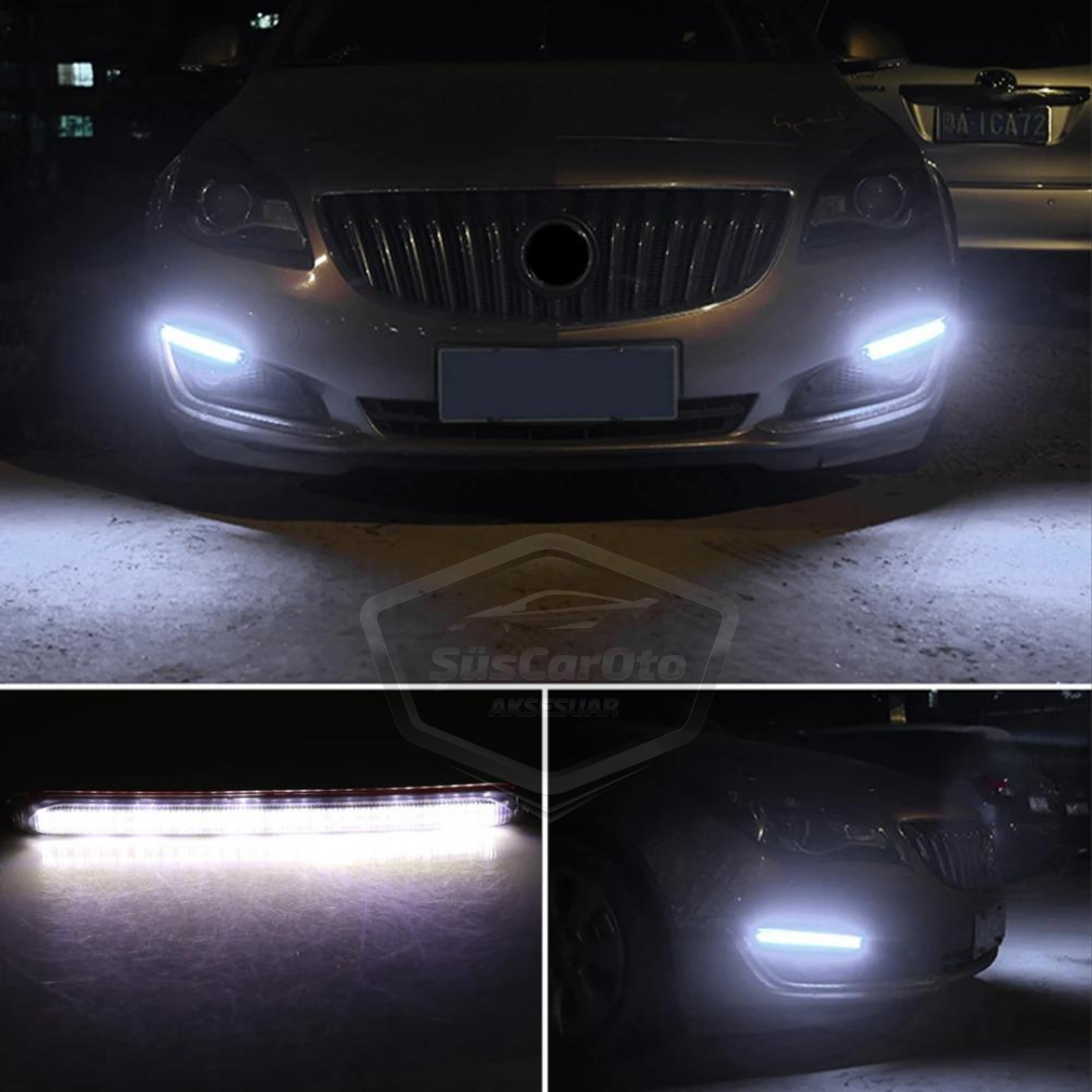 Selamlamalı Kayar Sinyalli Araba Gündüz Farı Esnek Gündüz Ledi DRL Led Lamba Güçlü Işık Açılış Animasyonlu 12V Su Geçirmez Sarı Beyaz 2 Adet 23.5 cm image 6