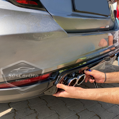 Fiat Egea Sedan 2015 Sonrası Araca Özel Piano Black Arka Difüzör 4 Krom Egzoz Çıkışlı Parlak Siyah Arka Tampon Eki İthal 1.Sınıf image 5
