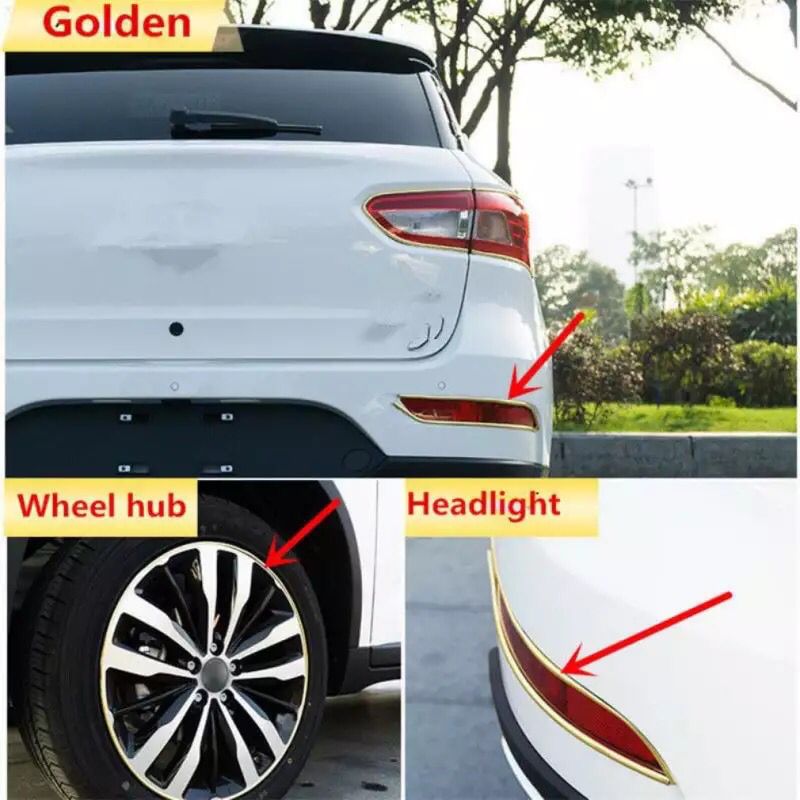Araç Araba Oto Jant Fitili Metal Görünümlü Lastik Jant Trim Bandı Jant Şeriti 8 Metre Gold image 5