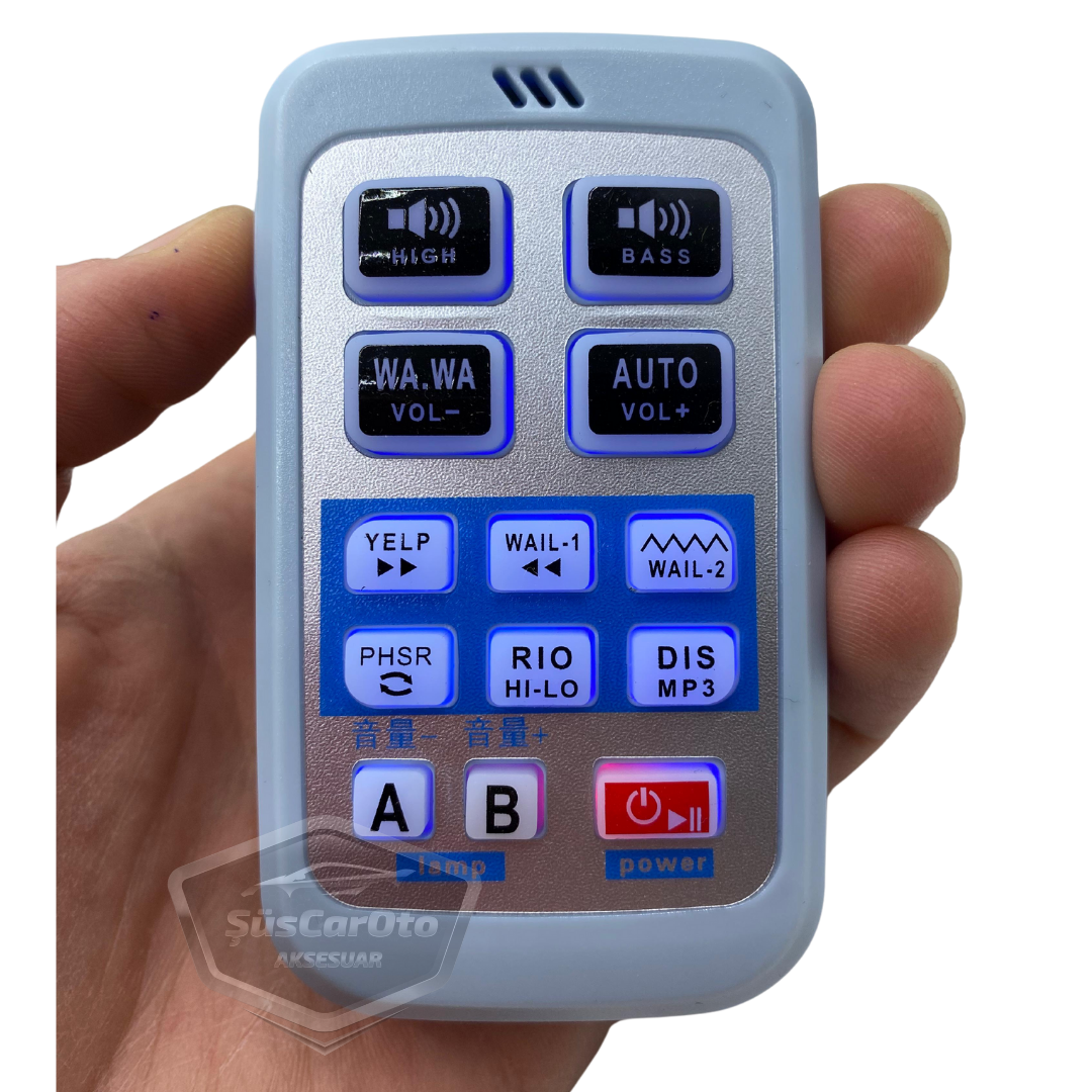 Profesyonel Polis Sireni Uzaktan Kumandalı Güçlü Siren Kablosuz Wireless Kontrol Korna Megafonlu Mikrofonlu Metal 200W 12V AS920 image 3