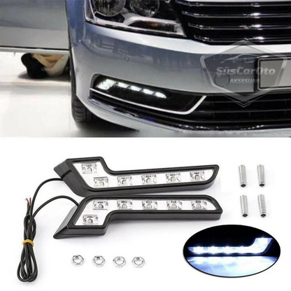 Üniversal 6 Led Mercedes Tip Gündüz Ledi Araba Gündüz Farı Araç Oto DRL Led Lamba Güçlü Işık 12V Su Geçirmez Beyaz 2 Adet image 1