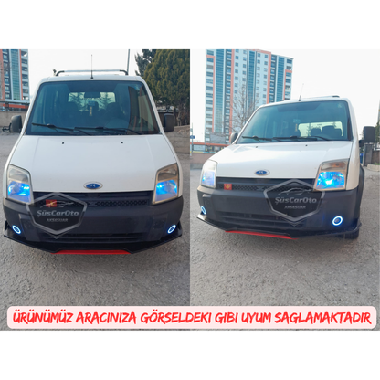 Ford Transit Connect 2002-2013 Uyumlu Üniversal Mercekli Angel Sis Farı Metal Su Geçirmez 76 mm Buz Mavi Halkalı Gündüz Farı Angel Eyes 2 Adet image 3