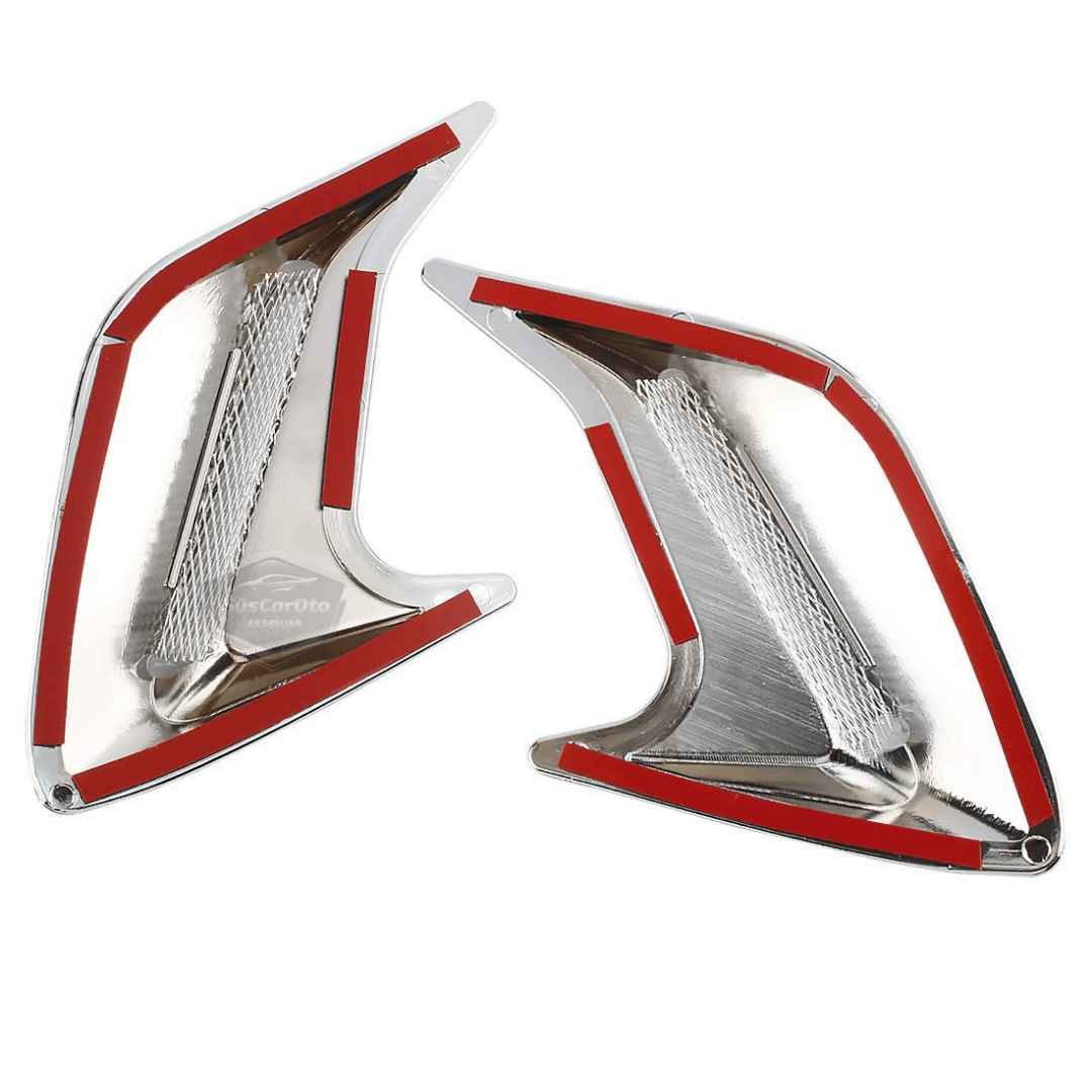 Üniversal Krom Kaput Çamurluk Venti Izgarası Sağ Sol 2 Adet Mini Scoop Vent Spor Görünümlü 1.Sınıf İthal Sağ Sol 2 Adet Silver Gümüş ONP165 image 4