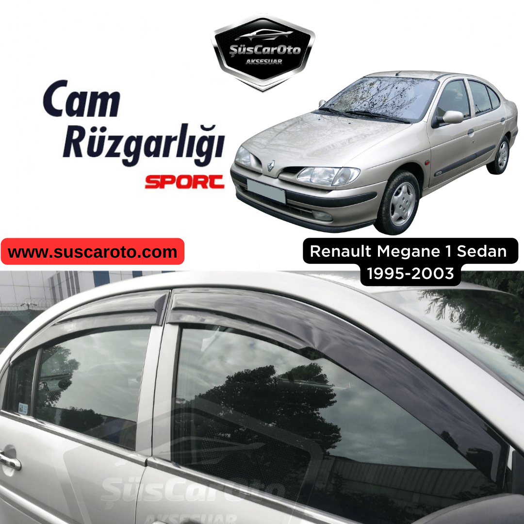 Renault Megane 1 1995-2003 Sedan Uyumlu Mugen Cam Rüzgarlığı Seti Piano Black 4'lü İthal Parlak Siyah image 0