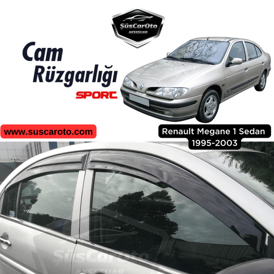 Renault Megane 1 1995-2003 Sedan Uyumlu Mugen Cam Rüzgarlığı Seti Piano Black 4'lü İthal Parlak Siyah image 0