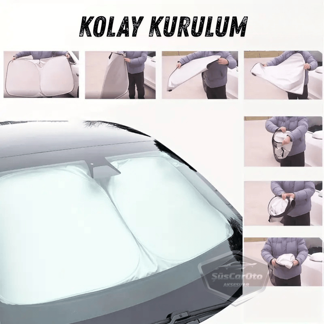 Oto Katlanabilir Premium Ön Güneşlik Ön Arka Cam Gölgelik Metalize Yeni Nesil Güneş Koruyucu Oto Araba Suv Tır 80 cm x 140 cm Çantalı image 1