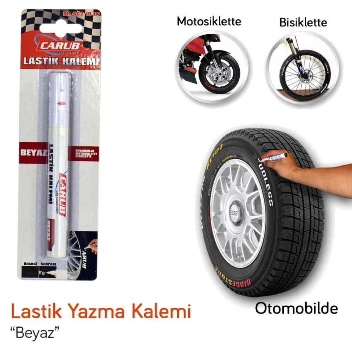 Carub Lastik Yazma Kalemi Lastik Boya Kalemi Beyaz image 1