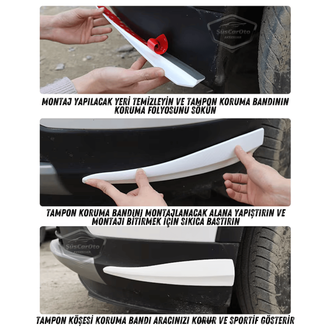 Üniversal Her Araca Uyumlu Esnek Tampon Köşesi Koruma Bandı Tampon Köşe Koruyucu Şerit Yumuşak Bant 2 Parça Siyah 35 cm image 5
