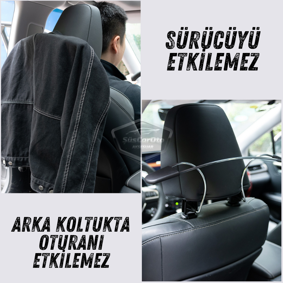 Oto Koltuk Arkası Elbise Askılığı Ceket Askısı Krom Metal Araç İçi Askılık Kaydırmaz Yüzeyli Kıyafet Askısı image 5