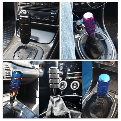 Üniversal 9.5 cm JDM Metal Spor Görünümlü Vites Topuzu Aparatlı Alüminyum Alaşım Otomatik-Manuel Yarış Vites Kolu Kırmızı image 5
