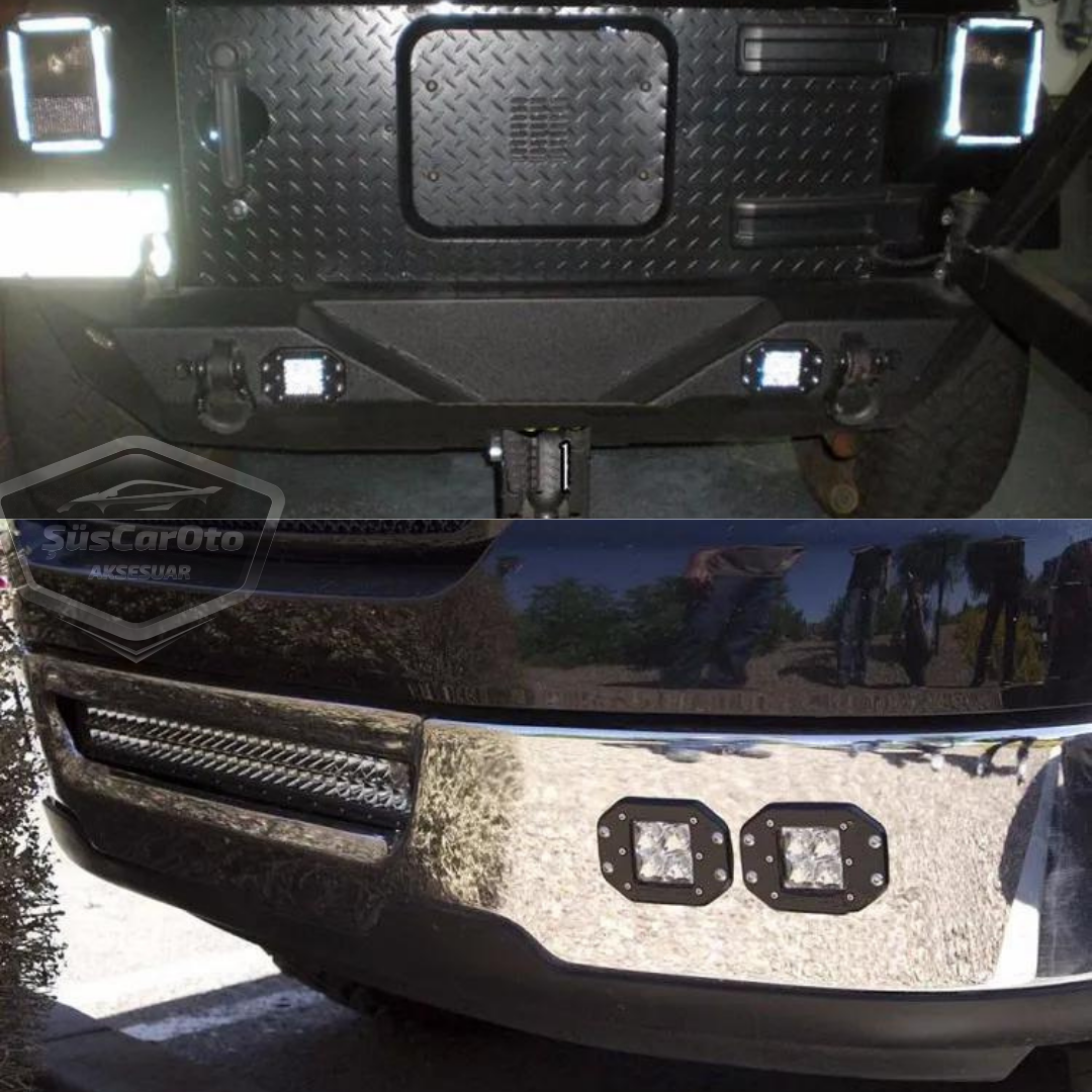 Gömme Tip Beyaz 6 Led Araç Motosiklet Off Road Led Lamba Delici Yayıcı Projektör 18W Metal Sis Arazi Çalışma Lambası 12v-24v 1 Adet image 1