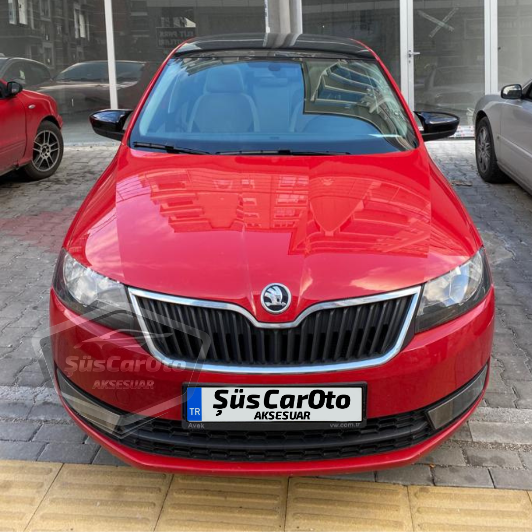 Skoda Fabia Mk3 Sinyalli 2015-2021 Uyumlu Batman Yarasa Ayna Kapağı Piano Black ABS Plastik image 1