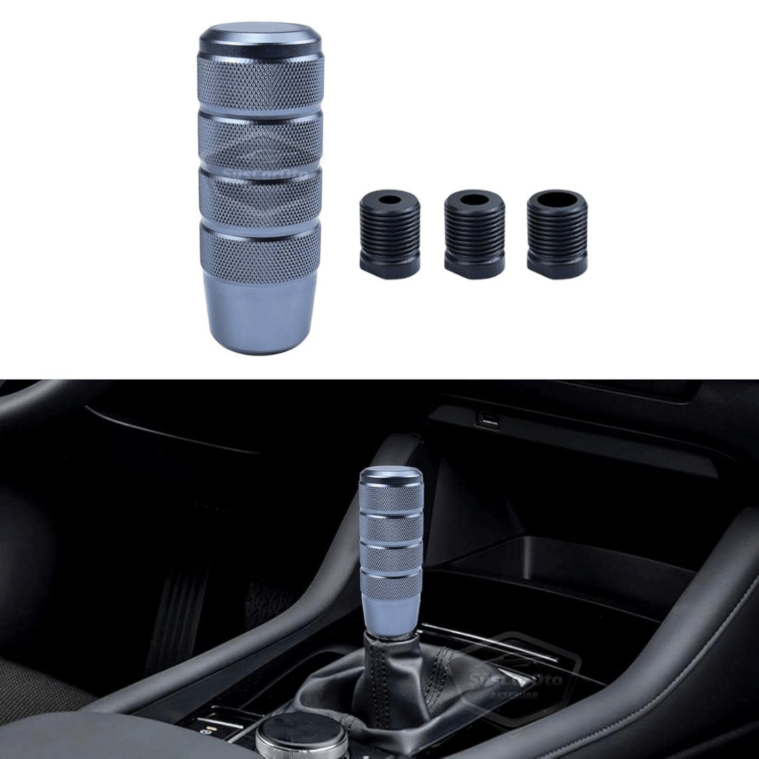 Üniversal 9.5 cm JDM Metal Spor Görünümlü Vites Topuzu Aparatlı Alüminyum Alaşım Otomatik-Manuel Yarış Vites Kolu Titanyum Gri image 5