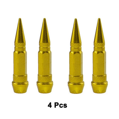 Sivri Sibop Kapağı Mermi Sibop Kapağı Araba Motosiklet Bisiklet Metal 4 lü Set Altın Sarı image 8