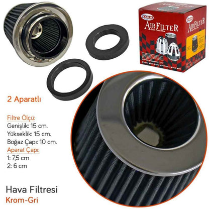 Carub Performans ve Ses Arttırıcı Açık Hava Filtresi +6 Hp Açık Tip Gri Aparatlı Üniversal image 1