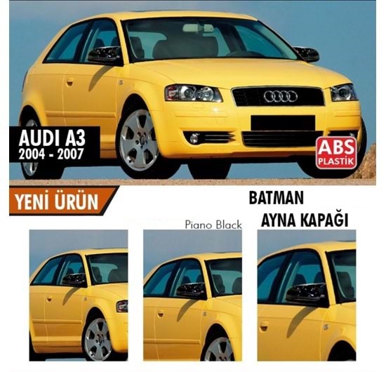 Audi A3 8P 2003-2007 Batman Yarasa Ayna Kapağı Piano Black ABS Plastik image 0