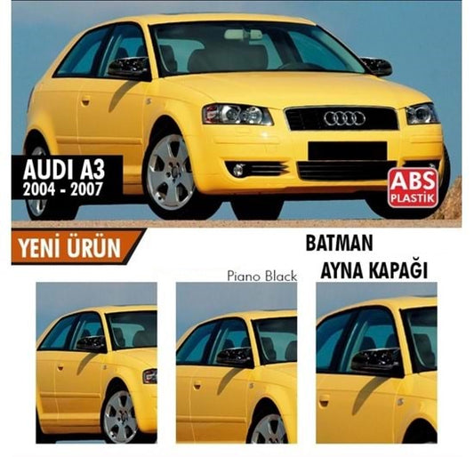 Audi A3 8P 2003-2007 Batman Yarasa Ayna Kapağı Piano Black ABS Plastik image 0