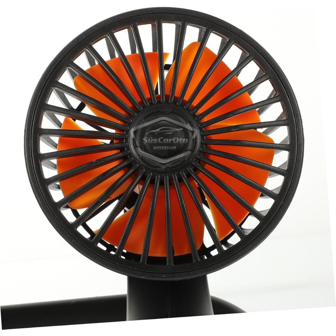 Üniversal Oto Ofis Araç İçi Torpido Üstü Vantilatör Çift Başlıklı USB Girişli 2 Kademeli Soğutucu Fan 360° Dönebilen Ultra Sessiz Oynar Başlıklı Araç Fanı image 5