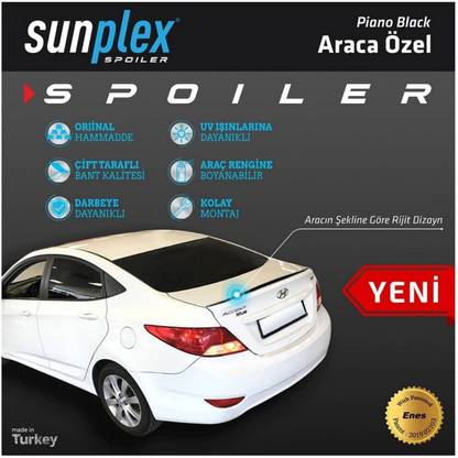 Sunplex Hyundai Accent Blue Bagaj Üstü Spoiler Piano Black 2011-2018 image 1