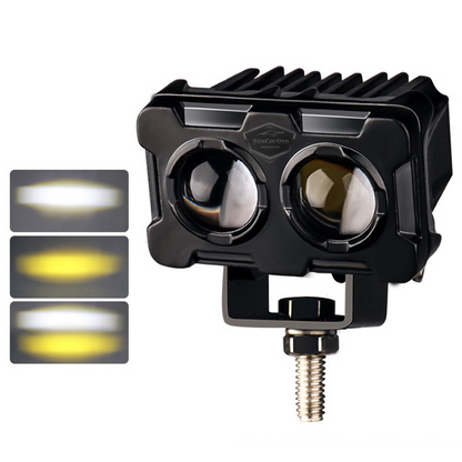 Robot Sis Farı Çift Renk Sarı-Beyaz Araç Motosiklet Off Road Led Lamba Çift Gözlü Projektör 50W Metal Arazi Çalışma Lambası 1 Adet image 0