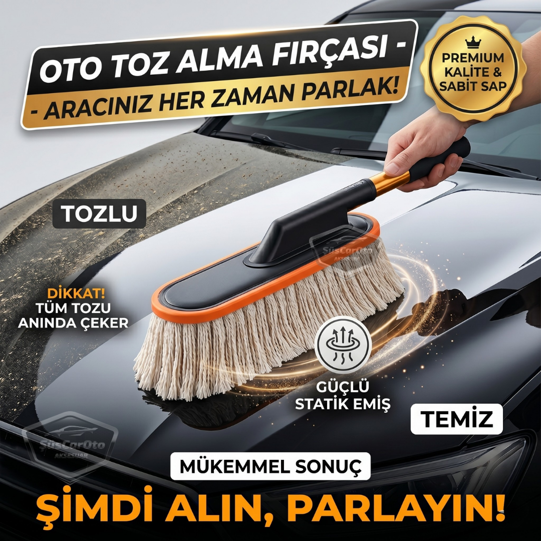Teleskopik Uzun Saplı Cilalı Araba Temizleme Püskülü 1.Sınıf Oto Toz Alma Fırçası Detay Mopu Mikrofiber Çizmez Pamuk İplik image 0