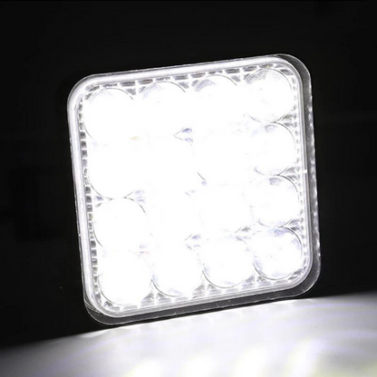 12V-24V Kare Çalışma Lambası 16 Led  Off Road Led Lamba Traktör Kamyon Tır Motosiklet Sis Farı Beyaz Projektör 48 Watt 11 cm 10 Adet image 5