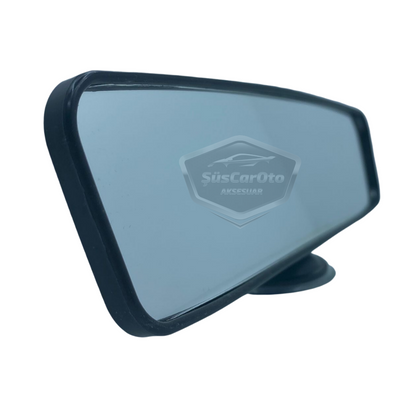Her Araca Uyumlu Siyah Çerçeveli Dikiz Aynası 60 mm x 240 mm Vantuzlu İç İlave Ayna image 2