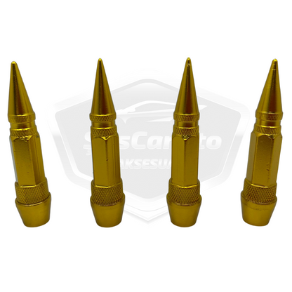Sivri Sibop Kapağı Mermi Sibop Kapağı Araba Motosiklet Bisiklet Metal 4 lü Set Altın Sarı image 0