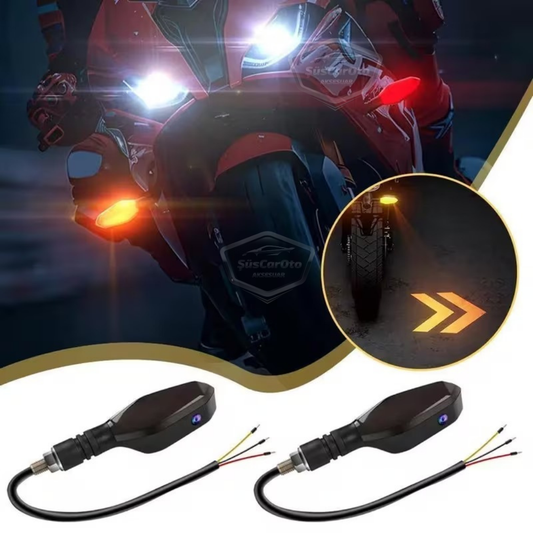 Üniversal RGB Animasyonlu Motosiklet LED Park Sinyal Lambası Projeksiyonlu Lazer Led Stop 12V Sağ Sol Takım Yüksek Parlaklık İkaz Işığı image 5