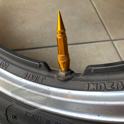 Sivri Sibop Kapağı Mermi Sibop Kapağı Araba Motosiklet Bisiklet Metal 4 lü Set Altın Sarı image 7