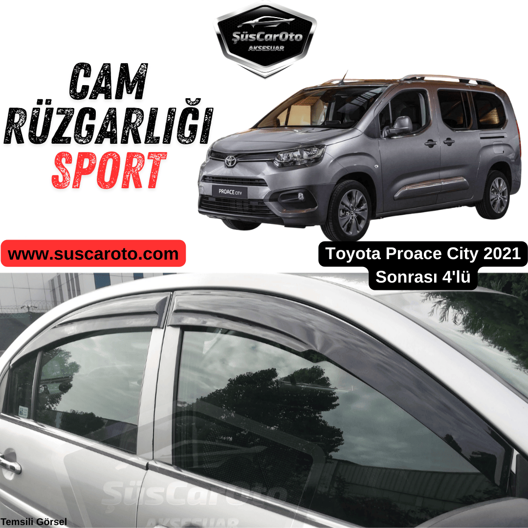 Toyota Proace City 2021 Sonrası Uyumlu Mugen Cam Rüzgarlığı Seti Piano Black 4'lü İthal Parlak Siyah image 0