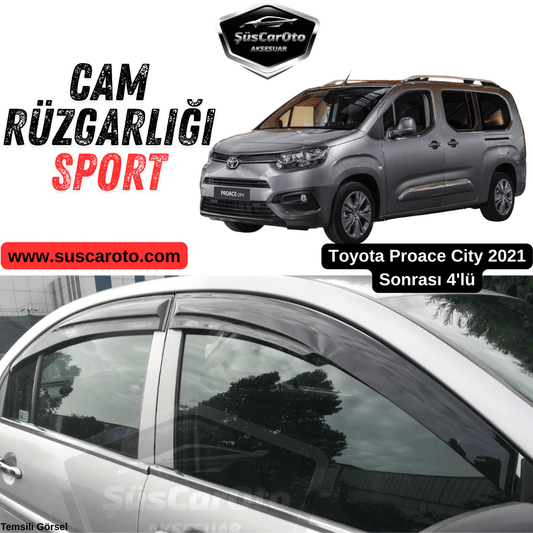 Toyota Proace City 2021 Sonrası Uyumlu Mugen Cam Rüzgarlığı Seti Piano Black 4'lü İthal Parlak Siyah image 0