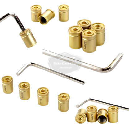 Kilitlemeli Sibop Kapağı Alyanlı Sibop Kapağı Araba Motosiklet Bisiklet Metal Sıkmalı Gold Altın 4 lü Set image 1