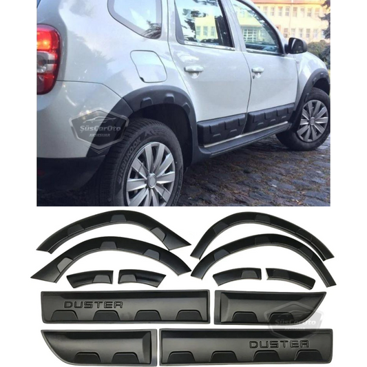 Dacia Duster 2010-2017 Uyumlu 12 Parça Damalı Dodik Seti Duster Yazılı Kapı Koruma Ve Çamurluk Kaplaması Plastik image 0