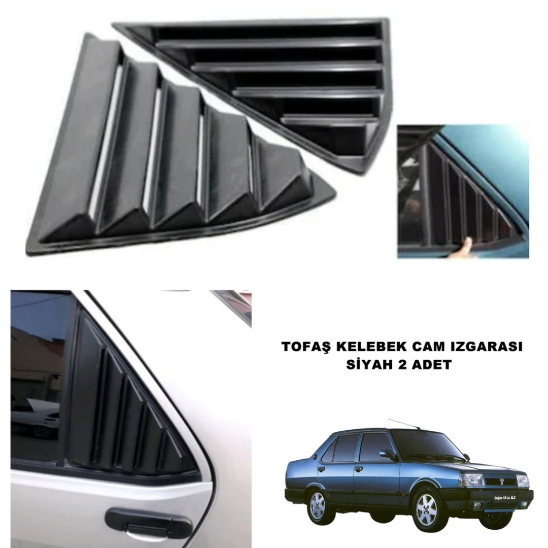 Tofaş Şahin Doğan Kartal Kelebek Cam Izgarası Kelebek Cam Vizörü Havalandırma Sağ Sol Takım Mat Siyah 2 Adet image 4