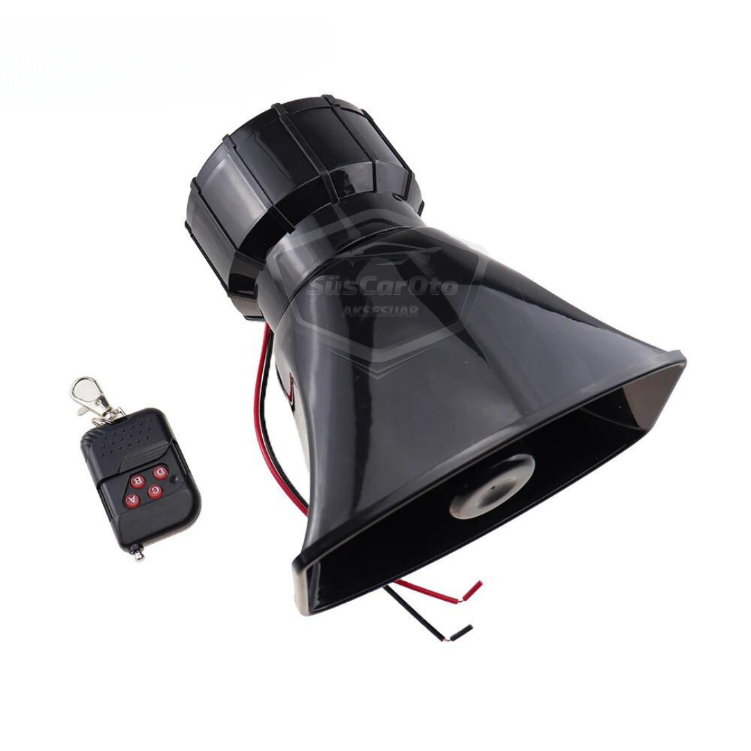 Her Araca Uyumlu Üniversal Uzaktan Kumandalı Siren 8 Farklı Siren Sesi Korna Güçlü Polis Sireni 12V 100W image 3