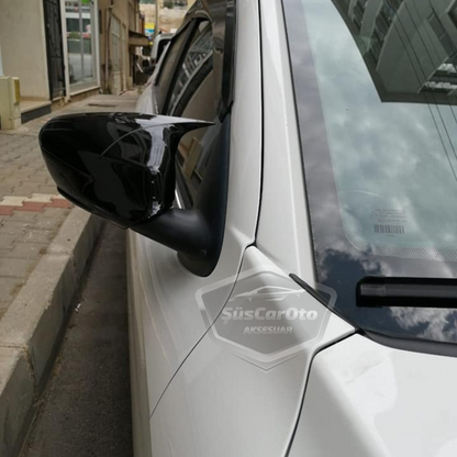 Peugeot 301 2012-2019 Batman Yarasa Ayna Kapağı Piano Black ABS Plastik image 4
