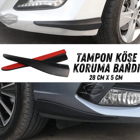 Üniversal Her Araca Uyumlu Esnek Tampon Köşesi Koruma Bandı Tampon Köşe Koruyucu Şerit Yumuşak Bant 2 Parça Siyah 28 cm image 0