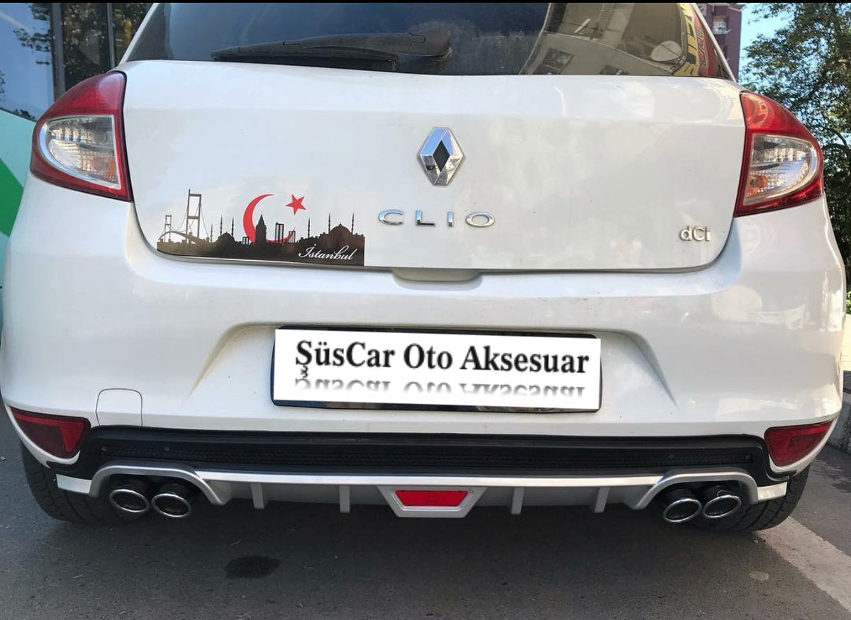 Renault Clio 3 Hb 4 Çıkışlı Egzoz Görünümlü Difüzör Tampon Eki image 0