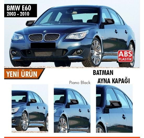 BMW E60 2003-2010 Batman Yarasa Ayna Kapağı Piano Black ABS Plastik image 0