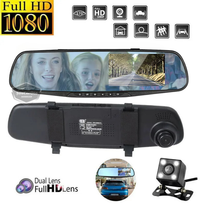Ön ve Arka Kameralı Dikiz Aynası Geri Görüş Kameralı 4.3" 1080P Full HD Kayıt Çarpışma Algılayıcı Sensörlü Gece Görüşlü Park Sensörü Sesli Yol Kayıt image 0