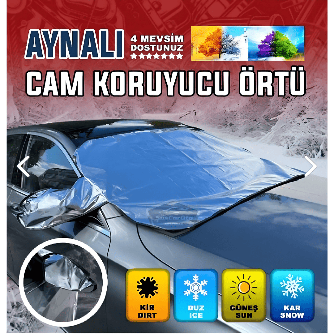 Her Araca Uygun Ön Cam Brandası Aynalara Geçme Çadır Araç Camı Buzlanma Önleyici Ve Koruyucu Branda Cam Üstü Kar Örtüsü Buz Brandası Güneş Önleyici Su Geçirmez 155 X 90 cm image 3